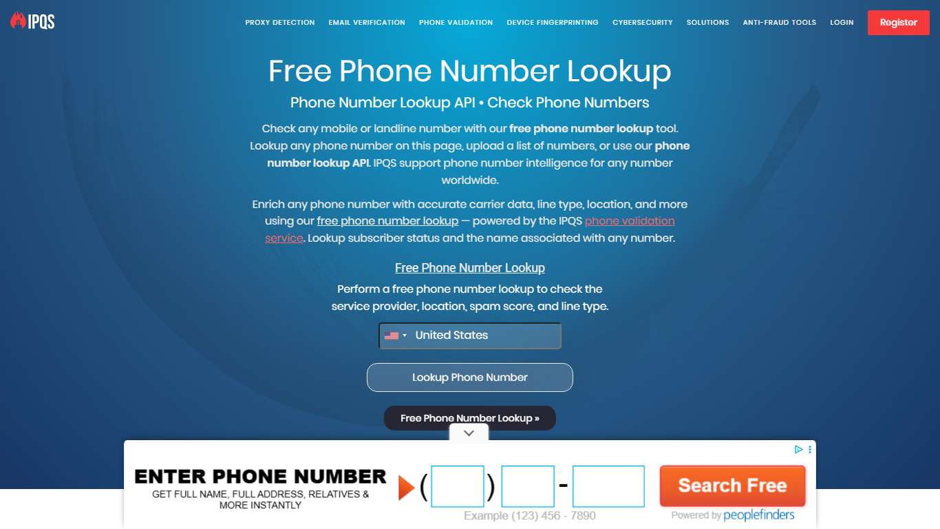 Free Phone Number Lookup Tool | Phone Number Lookup API